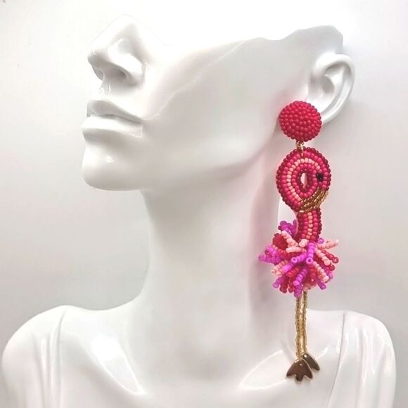 New C & C California FLAMINGO beaded earrings - Picture 3 of 12
